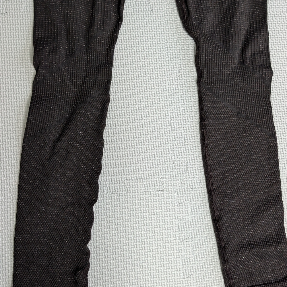 Athleta Leggings Medium Brown Glitter Shimmer Espresso - Picture 3 of 7
